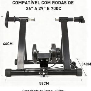 Rolo de Treino para Bicicleta Aro 27 a 29 com 6 Níveis de Resistência, Estrutura em Ferro, Compatível com Quick Release - Imagem 2