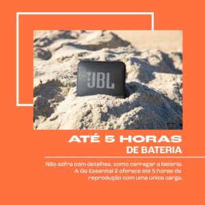 JBL, Caixa de Som, Go Essential 2, Bluetooth, Portátil, À Prova D'água e Poeira, Bateria de até 5h, Auracast, Som JBL Original Pro Sound, 3.1 W RMS - Preto - Imagem 5