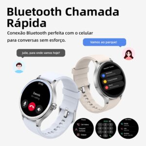 Bettdow SmartWatch, Relogio Smartwatch Feminino, 1.27" Ecrã tátil, à prova d'água IP68, 100+ Modos Esportivos, chamada Bluetooth, Compatível com Android iOS, voz por IA (Bege) - Imagem 2