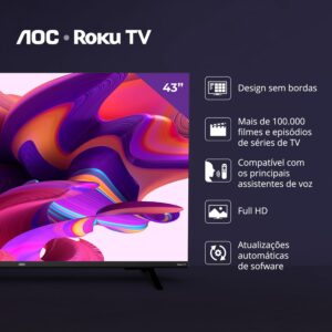 AOC 43S5135/78G - Smart TV LED 43" Full HD, Design sem bordas, Wifi, Conversor Digital, USB, HDMI - Imagem 3
