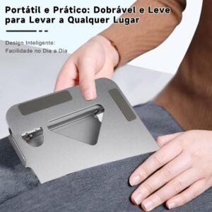 Suporte para Notebook em Aço Carbono - Apoio Ajustável e Ventilado para MacBook e Laptops até 17.3" (10KG) - Apoiador de Notebook Ergonômico, Ideal para Home Office e Estudos (Prata) - Imagem 8