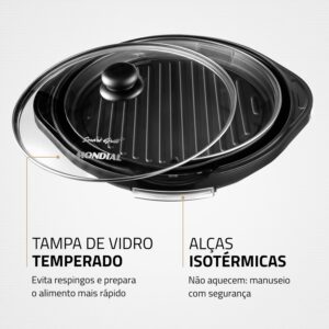 MONDIAL Grill Redondo Smart Grill 30cm, Preto, 1200W, 220V - G-04 - Imagem 8