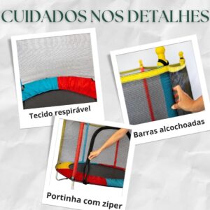 Cama Elástica Infantil com Rede de Proteção, diâmetro 140cm X altura 120cm, Colorida, pula pula para Interior e Exterior ELORIA - Imagem 5