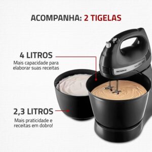 Batedeira Premium, Mondial, Preto/Inox, 500W, 220V - B-04 NP - Imagem 5