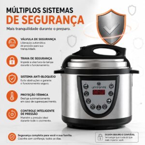 Panela de Pressão Elétrica Digital 4L 220V Inox Multifuncional com Timer Programável e Sistema de Segurança Inteligente - Imagem 3