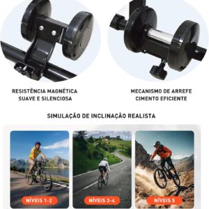 Rolo de Treino para Bicicleta Aro 27 a 29 com 6 Níveis de Resistência, Estrutura em Ferro, Compatível com Quick Release - Imagem 3
