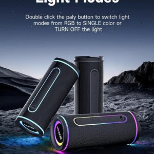 MLOVE E80 Caixas de Som Portáteis Bluetooth, à prova d'água, com luz LED RGB, Estéreo sem Fio, Bluetooth 5.4, 30W Reforço de Graves, Suporte Micro SD, AUX-in, Carregamento via Type-C, Preto - Imagem 6