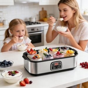 Logurteira Elétrica 220v Fabricante Logurte Elétrico com 8 Copos Dispensadores Capacidade Grande 1400 ml Máquina Fazer Logurte para Fazer Logurte Caseiro - Imagem 7