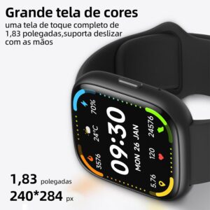 Bettdow SmartWatch, relogio smartwatch com Ecrã tátil e Alexa, à prova d'água IP68, relogio feminino e masculino, com 100+ modo esportivo e recebimento de notificações(preto) - Imagem 7