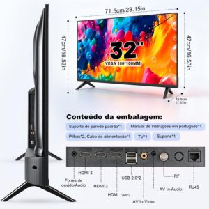 Smart TV 32 Polegadas, Whale 10.0, LED HD Ready, Wi-Fi e Bluetooth, Dolby Atmos, Netflix e YouTube, 3x HDMI - Imagem 8