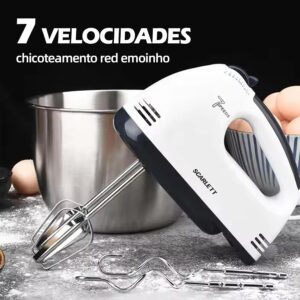 Batedeira Portatil de Mão Batedor de Ovos Elétrico 110V, Velocidade Ajustável, Haste Dupla, para Misturar Bolos e Massas na Cozinha - Imagem 6