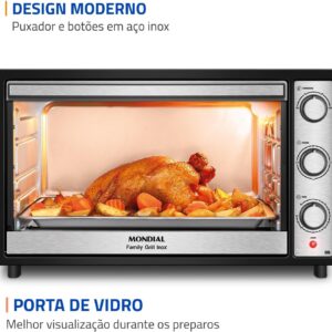MONDIAL Forno Elétrico 60L Family Grill Inox, Preto/Inox, 2000W, 220V - FRN-60-BI - Imagem 9