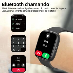 Bettdow SmartWatch, relogio smartwatch com Ecrã tátil e Alexa, à prova d'água IP68, relogio feminino e masculino, com 100+ modo esportivo e recebimento de notificações(preto) - Imagem 2