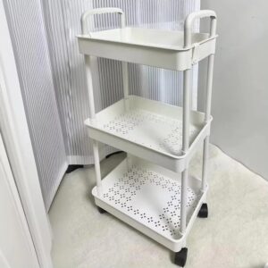 Carrinho Organizador Multiuso 3 Andares – Com Rodinhas 360°, Cestos, Fruteira, Estrutura Reforçada, Ganchos Laterais, Fácil de Montar, Ideal para Cozinha, Banheiro, Lavanderia, Escritório (PRETO) - Imagem 9