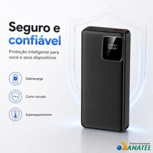 Carregador Portátil Power Bank 20000mAh Turbo 22.5W com Visor LED e Cabos Integrados - Carregamento Ultra Rápido PD, 2 Saída/Entrada USB Tipo-C e Lightning, Compatível com iPhone, Android, Notebook - Imagem 7