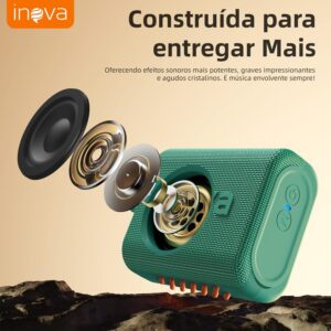 Caixa de Som, inava, Go- 5, Caixa de Som Portáteis Bluetooth,Terceira geração, 15h de reprodução, À Prova D'água IP67, TWS/USB/TF(Vermelho) - Imagem 4