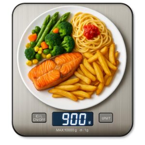 Balança de Cozinha Digital Premium em Inox Resistente à Água Portátil Base Antiderrapante Visor de Alta Definição Pesagem Precisa de 1g a 10kg Durável Moderna e Ideal para Alimentos Frescos - Imagem 6
