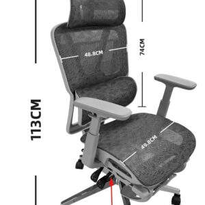Cadeira de Escritório Ergonômica com Suporte Lombar, Encosto em Mesh Transpirável Braços 3D Aajustáveis e Apoio de Cabeça Regulávell, para Home Office Gamer, Textura Vazada de Relâmpago - Imagem 2