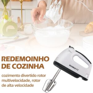 Batedeira Portatil de Mão Batedor de Ovos Elétrico 110V, Velocidade Ajustável, Haste Dupla, para Misturar Bolos e Massas na Cozinha - Imagem 5