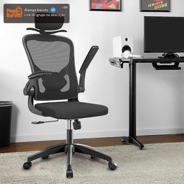 Cadeira de escritório ergonômica com estofado de mesh (Cabide)