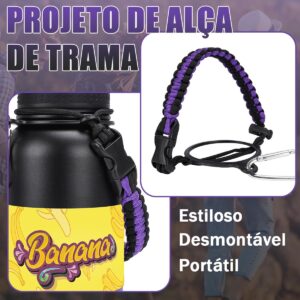 950ml Garrafa Térmica de Aço Inoxidável com Alça Paracord | Base Antiderrapante de Silicone – Mantém a Água Gelada por até 24 Horas Preto Roxo - Imagem 6