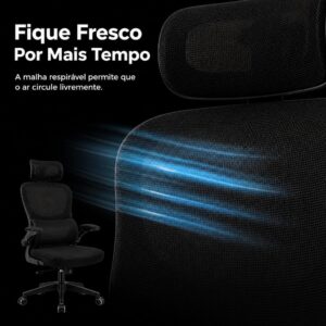 Cadeira de Escritório Almirante P600 Mesh Reclinável Preta 150Kg - Imagem 6