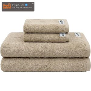 Decolab Jogo de Toalhas Air Light 100% Algodão (Bege, 4 Peças) Toque Suave, Gramatura de 420g/m², Kit Toalha de Banho 138 x 68cm / Toalha de Rosto 65 x 45cm - Imagem 1
