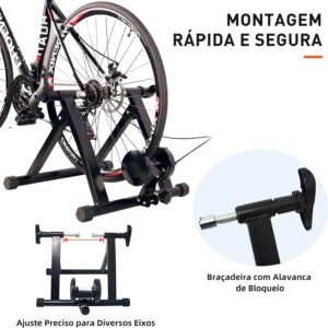 Rolo de Treino para Bicicleta Aro 27 a 29 com 6 Níveis de Resistência, Estrutura em Ferro, Compatível com Quick Release - Imagem 5