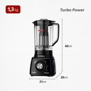 MONDIAL Liquidificador Turbo Power, Preto, 550W, 220V - L-99 FB - Imagem 3