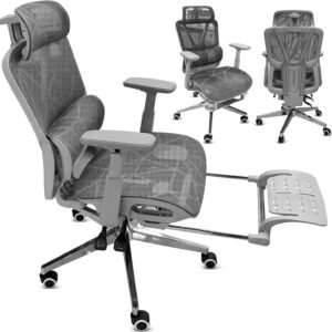 Cadeira de Escritório Ergonômica com Suporte Lombar, Encosto em Mesh Transpirável Braços 3D Aajustáveis e Apoio de Cabeça Regulávell, para Home Office Gamer, Textura Vazada de Relâmpago - Imagem 8