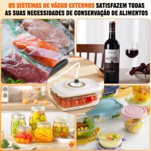 6 Em 1 Seladora Vacuo, Seladora A VáCuo Embalagens 90kpa, Seladora A VáCuo Para Alimentos PortáTil, 8 Vezes Mais Tempo, Tela Grande De Alta Definição, Com 10 Sacos Para VáCuo (Branco, 127, Volts) - Imagem 7