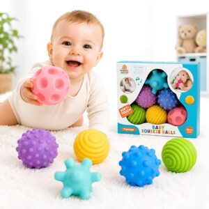 Kit Bolas Sensoriais para Bebê 6 Peças em Silicone Coordenação Motora | Brinquedo Montessori Educativo com Texturas, Mordedor Infantil - Imagem 9