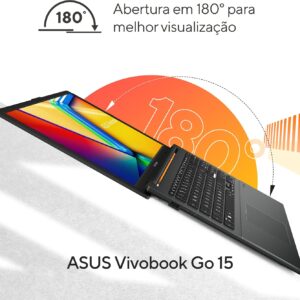 Notebook ASUS VivoBook Go 15, AMD RYZEN 5 7520U, 8GB, 256GB SSD, KeepOS, Tela 15,6" FHD, Mixed Black - E1504FA-NJ731 - Imagem 6