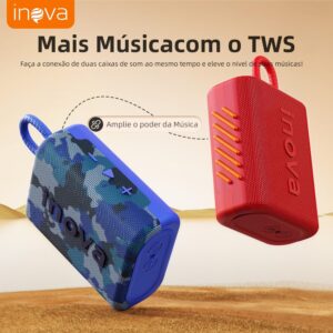 Caixa de Som, inava, Go- 5, Caixa de Som Portáteis Bluetooth,Terceira geração, 15h de reprodução, À Prova D'água IP67, TWS/USB/TF(Vermelho) - Imagem 5