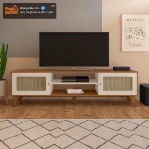 Artely Rack Charlotte para Tv até 75" com 2 Portas, Cinamomo/Off White - Imagem 1