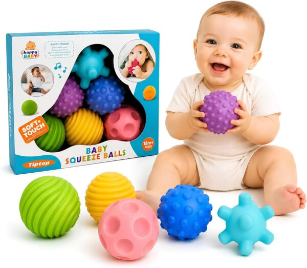 Kit Bolas Sensoriais para Bebê 6 Peças em Silicone Coordenação Motora | Brinquedo Montessori Educativo com Texturas, Mordedor Infantil