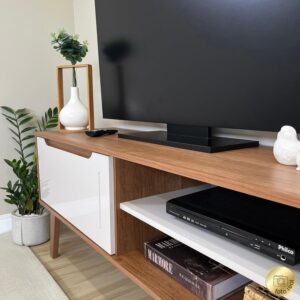 Artely Rack Lotus para Tv 60" com Porta Basculante, Cinamomo/Off White - Imagem 15