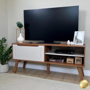 Artely Rack Lotus para Tv 60" com Porta Basculante, Cinamomo/Off White - Imagem 10