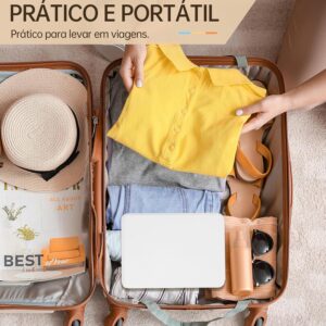 Espelho Maquiagem com LED Portátil e Aumento 10X, Espelho de Mesa Ultra Fino e Dobrável em Couro PU com Toque, 3 Cores de Luz e USB, para Viagem, Maquiagem e Escritório - Imagem 7