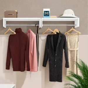 Cabideiro De Parede Para Roupas Branco Closet 60 Cm - Imagem 3