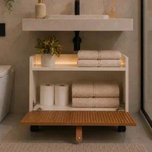Armario Gabinete Com Porta Basculante Para Banheiro Moderno - Imagem 4