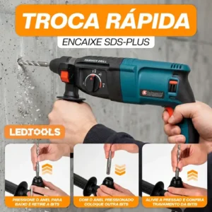 Martelete Rompedor Rotativo 1200w Sds Profissional Knakasaki - Imagem 8