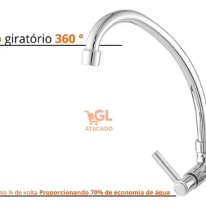 Torneira De Cozinha Pia Parede Bica Móvel Giratória Abs - Imagem 7