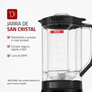 Liquidificador Pratic Turbo L-98-b Preto 550w Mondial - Imagem 2
