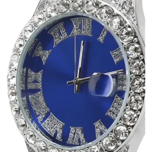 Relogio Prata Masculino Feminino Cravejado Metal Diamante - Imagem 6
