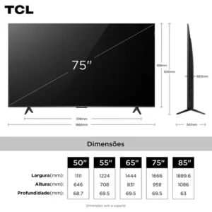 Smart Tv 75 Polegadas Tcl Qled 4k P7k Wifi Bluetooth Google - Imagem 3