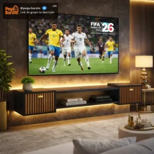 Painel Rack Suspenso Sala Tv At 75 Ripado Com Portas Premium - Imagem 1
