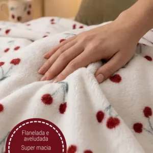Manta Microfibra Casal Macia Quentinha Antialérgica Cereja - Imagem 7