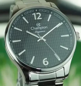 Relógio Masculino Champion CN27670T Cor da Correia Prateado com Fundo Preto Prova D´Agua 50 Metros Minimalista - Imagem 2