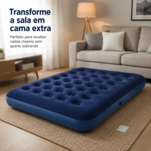 Colchão Inflável Casal Omega Azul 191x137x22cm Kit Reparo - Imagem 4